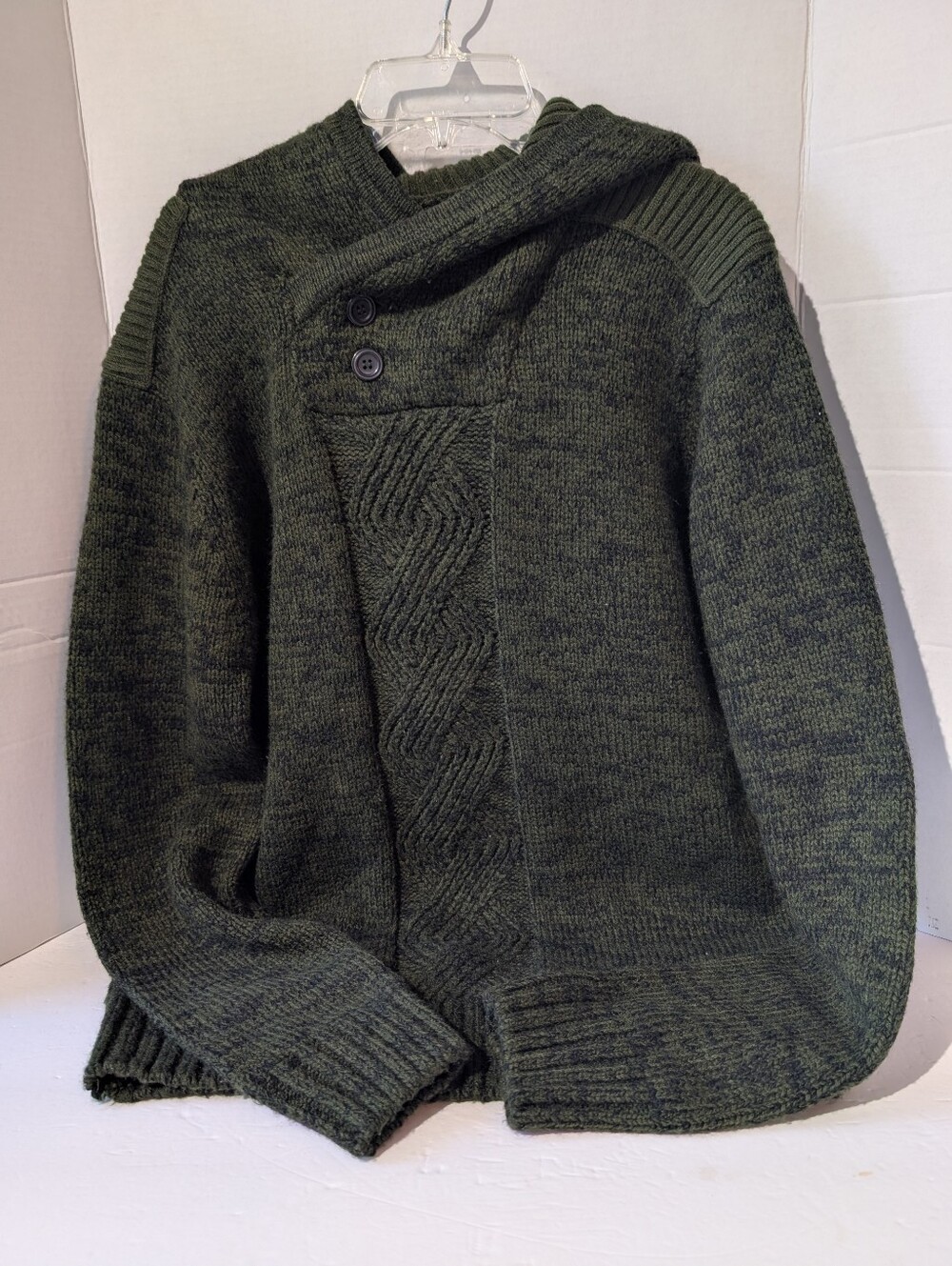 Amongst Others Hooded Sweater - Olive Green Marled Knit - Med